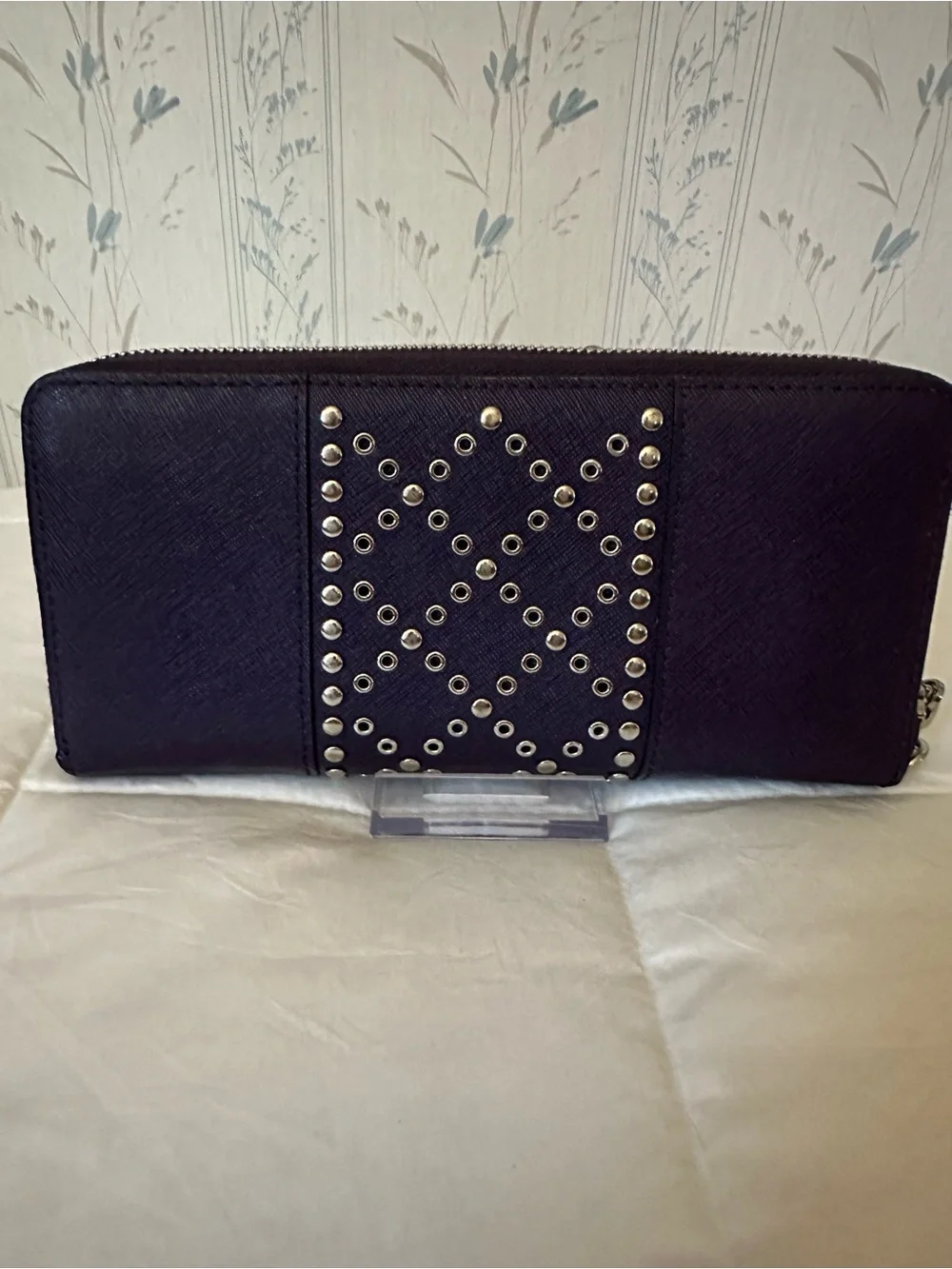 Michael Kors Plum Saffiano Studded Wallet